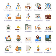 Pack Of Finance Flat Icons 
