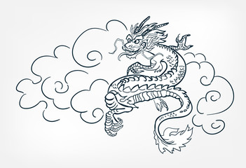 dragon card kimono japanese chinese vector design