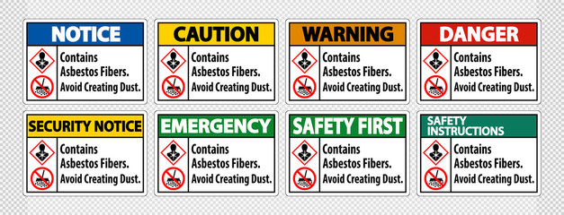 Obraz premium Label Contains Asbestos Fibers,Avoid Creating Dust