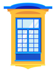 Vector window in cartoon style. Beautiful element of architecture.
