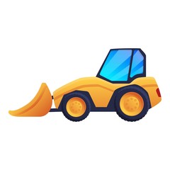Fototapeta na wymiar Road repair bulldozer icon. Cartoon of road repair bulldozer vector icon for web design isolated on white background