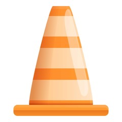 Road cone icon. Cartoon of road cone vector icon for web design isolated on white background