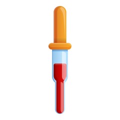 Blood pipette icon. Cartoon of blood pipette vector icon for web design isolated on white background