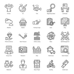  Business Services Outline Icons Set 