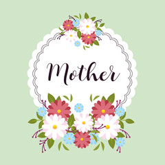 card label mother with flower frame