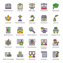 Learning and Education Flat Outline Icons Pack 