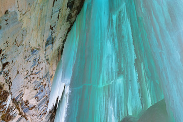 Landscape of the interior of an ice cave, Grand Island Recreation Area, Lake Superior, Michigan's Upper Peninsula, USA