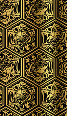chinese geometry vector seamless pattern oriental black gold