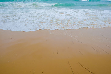 Sea wave beach on white sand copy space nature