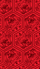 chinese geometry vector seamless pattern oriental red