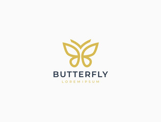 Butterfly logo. Luxury line logotype design. Universal premium butterfly symbol logotype. - 329817817