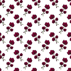 Vector floral seamless pattern. Background with outline hand drawn flowers. Design concept for fabric design, textile print, wrapping paper or web backgrounds.