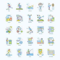  Recreation Activities Flat Icons Pack 