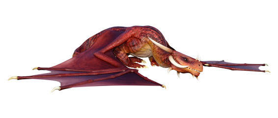 3D Rendering Fairy Tale Dragon on White