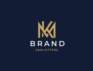 MK or KM. Monogram of Two letters K&W or M&K. Luxury, simple, minimal and elegant MK, KM logo design. Vector illustration template. - obrazy, fototapety, plakaty