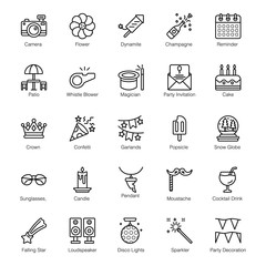  Set of Outline Party and Celebration Icons