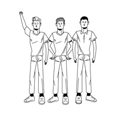 group of men protesting avatars characters