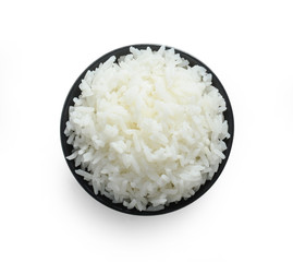 rice in bowl isolated on white background