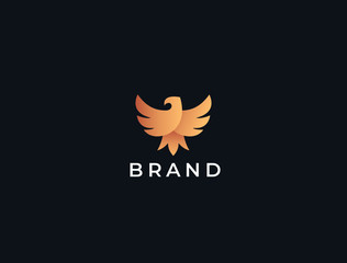 Flying bird vector logo. Elegant bird, eagle, hawk, vector logotype design. Universal premium falcon wing symbol.