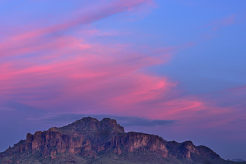 Landscape at twilight of the Superstition Mountains, Arizona, USA