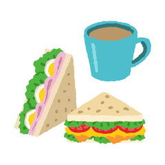 サンドイッチとコーヒー