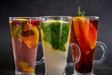 winter drinks with herbs and fruits