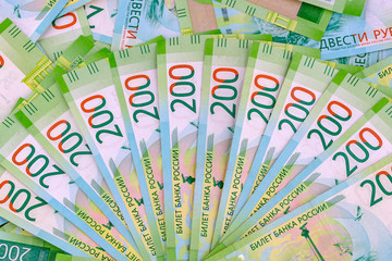 Russian 200 roubles banknotes as paper money background.