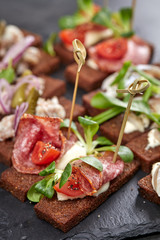 canape with meat  and vegetables