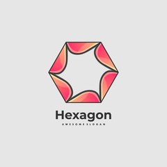 Vector Logo Illustration Hexagon Gradient Colorful Style.