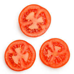 Tomato slices on white background. Natural food