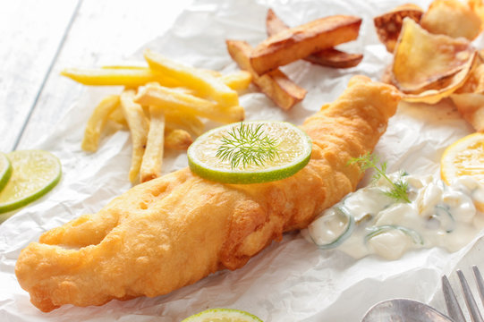 Backfisch Fisch im Backteig Bierteig Teig Fish and Chips