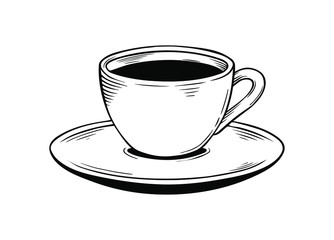coffee cup, ink style, graphic or sketch  style hand-drawn vector illustration. 