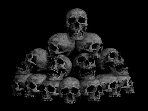 Awesome, Pile Of Skull , On Black Background