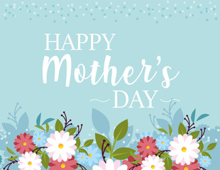beautiful greeting card with label happy mothers day