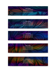 A collection of bright simple banners with abstract doodle pattern for websites in trendy colors. Vector illustration