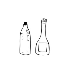 Set of olive oil bottle and vinegar