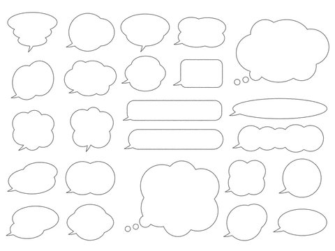 フレームセット＿シンプル吹き出し＿手描風線のみ＿文字なし