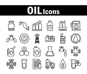 set of icons oil , line style icon