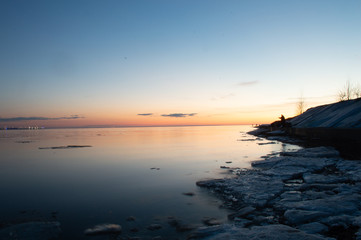 Naklejka na ściany i meble sunset at the Finnish bay