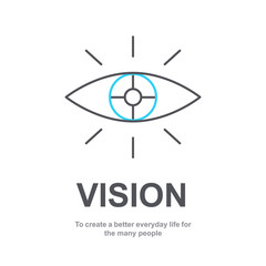 Vision of company with simple text. Web page element template. Modern flat design. Abstract icon. Purpose business concept. Abstract eye. Business vision presentation from Mission Vision Values set 2