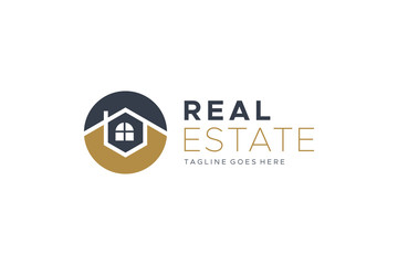 Black Gold Real Estate Logo. Construction Architecture Building Logo Design Template Element.