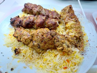 grilled meat and vegetables