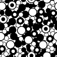 Seamless circles, random black-white, monochrome pattern. Abstract background, vector illustration. EPS10