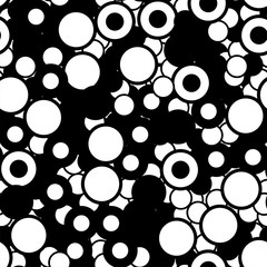 Seamless circles, random black-white, monochrome pattern. Abstract background, vector illustration. EPS10