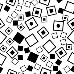 Seamless square, random black-white, monochrome pattern. Abstract background, vector illustration. EPS10