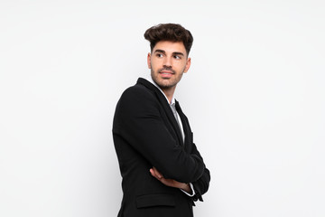 Young businessman over isolated white background laughing