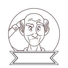 old grandfather character with ribbon frame