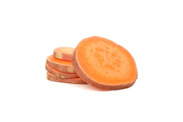 Fototapeta na wymiar Sweet potato slices isolated on white background