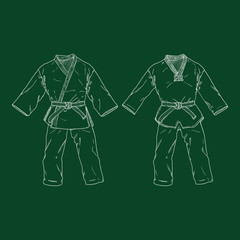 Vector Chalk Sketch Gi. Karate and Taekwondo Kimono