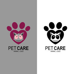 The cat footprint logo, Pet shop logo, Pet care icon